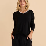Adina 3/4 Sleeve Top - Black