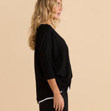 Adina 3/4 Sleeve Top - Black