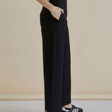 Elodie Wide Leg Ponte Pant - Black