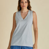 Trinity V-Neck Tank - Black/White Stripe