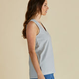 Trinity V-Neck Tank - Black/White Stripe