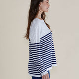 Natasha Knit Top - White/Navy Stripe