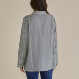 Crinkle Shirt - Black/White Stripe