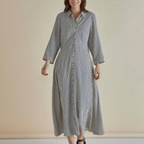 Crinkle Dress - Black/White Stripe
