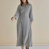 Crinkle Dress - Black/White Stripe