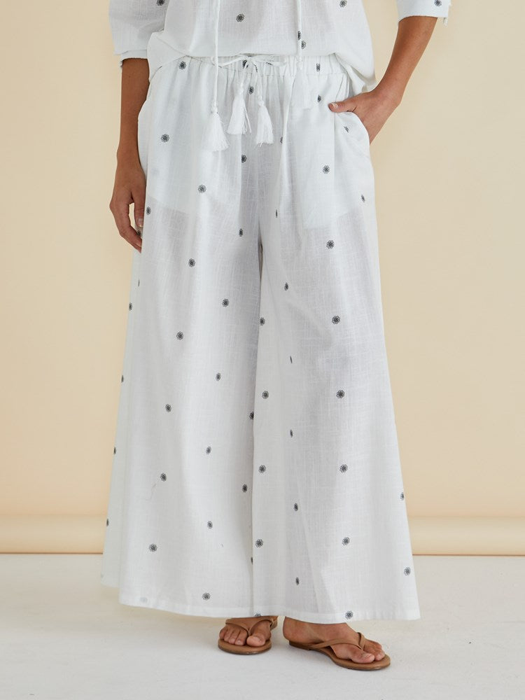 Tatum Wide Leg Pant - Black Floral Print