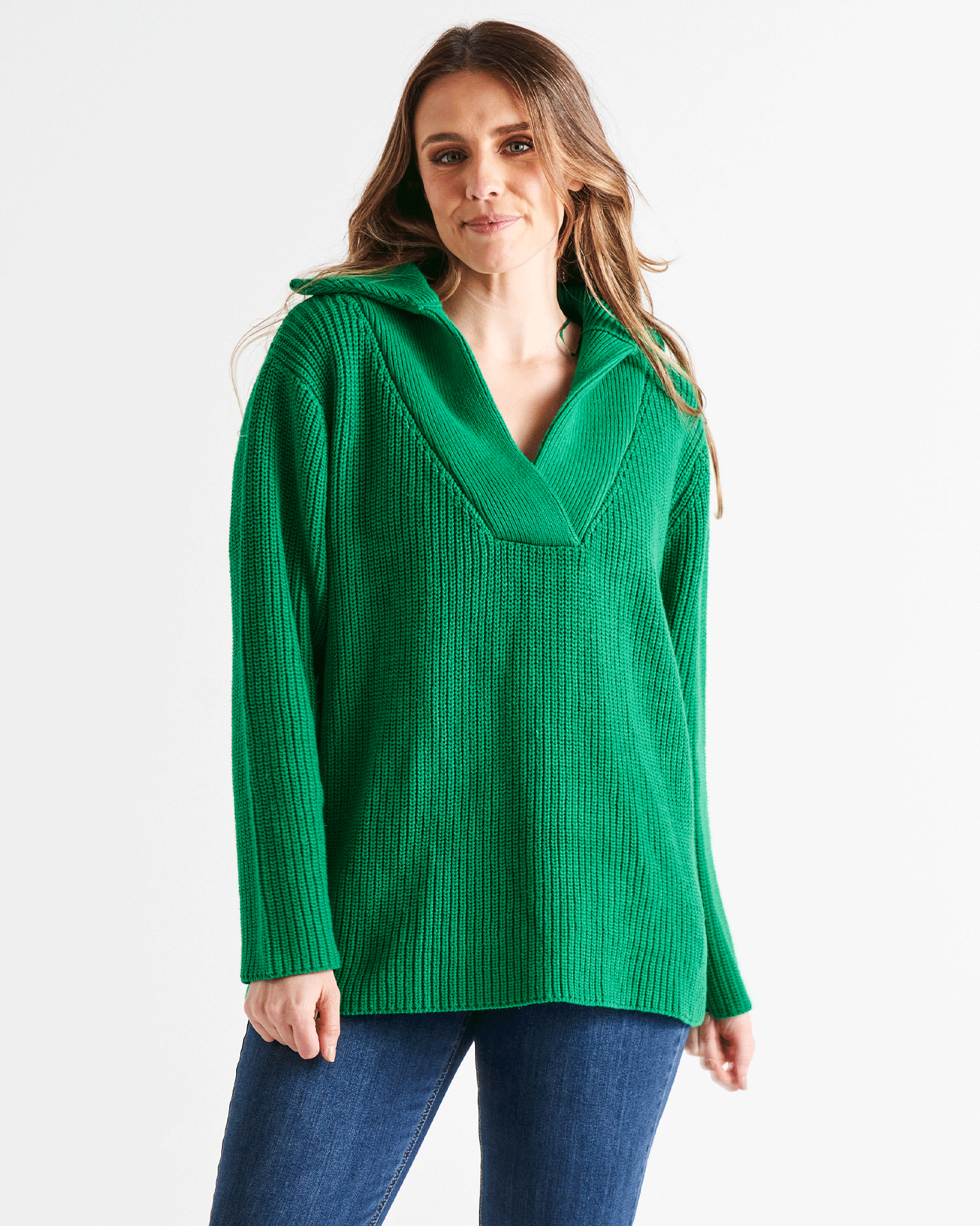 Bordeaux Collar Knit - Emerald Green