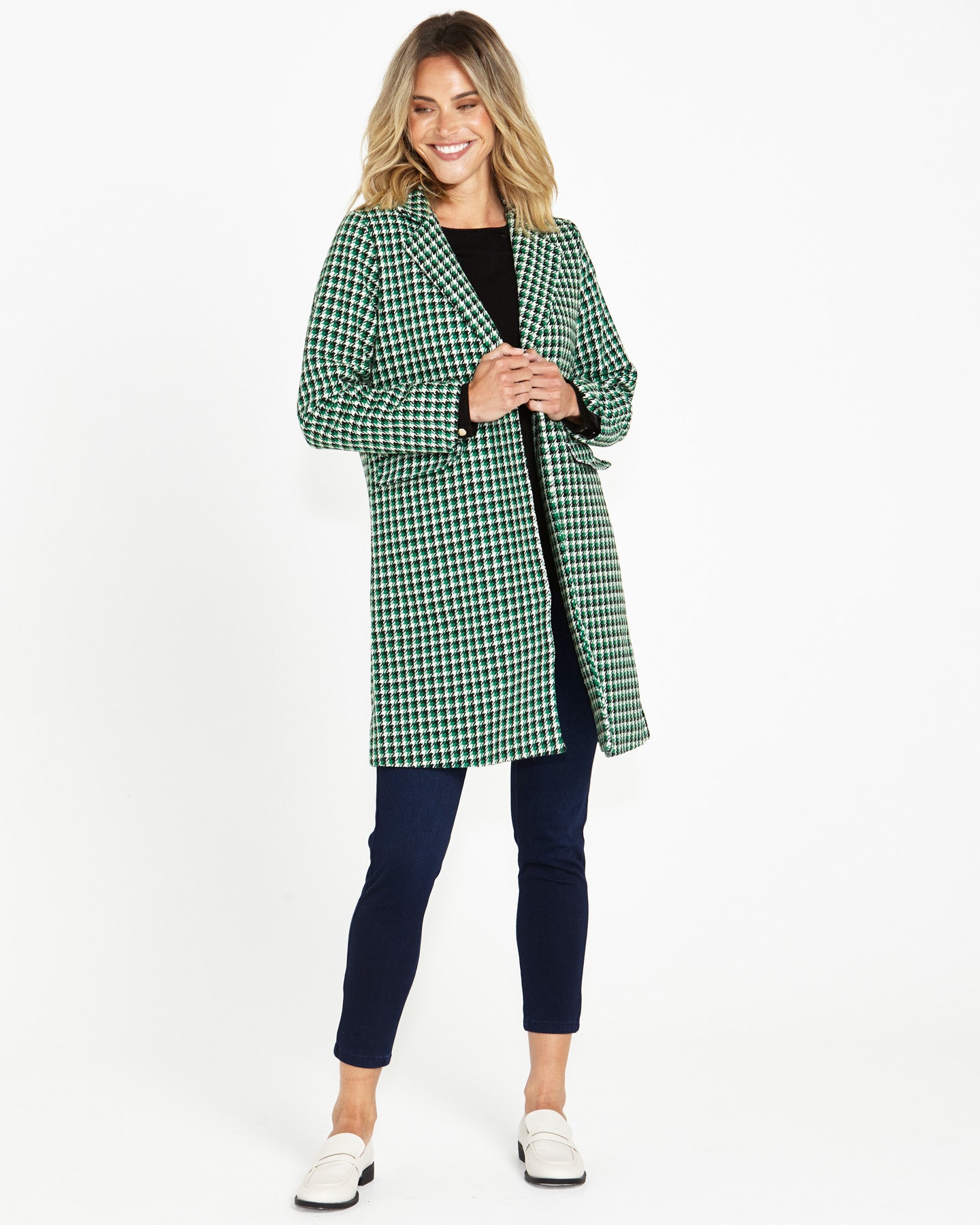 Green houndstooth coat 2025