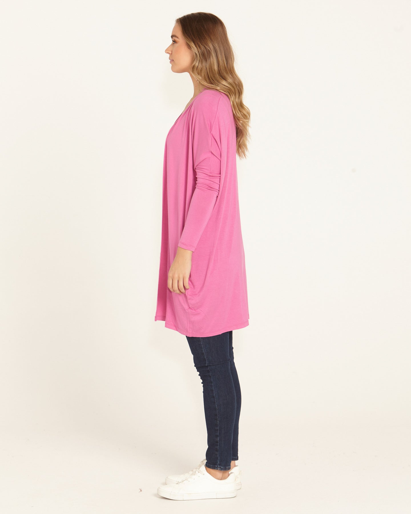 Margot Relaxed Fit Stretchy Cardigan - Winter Pink