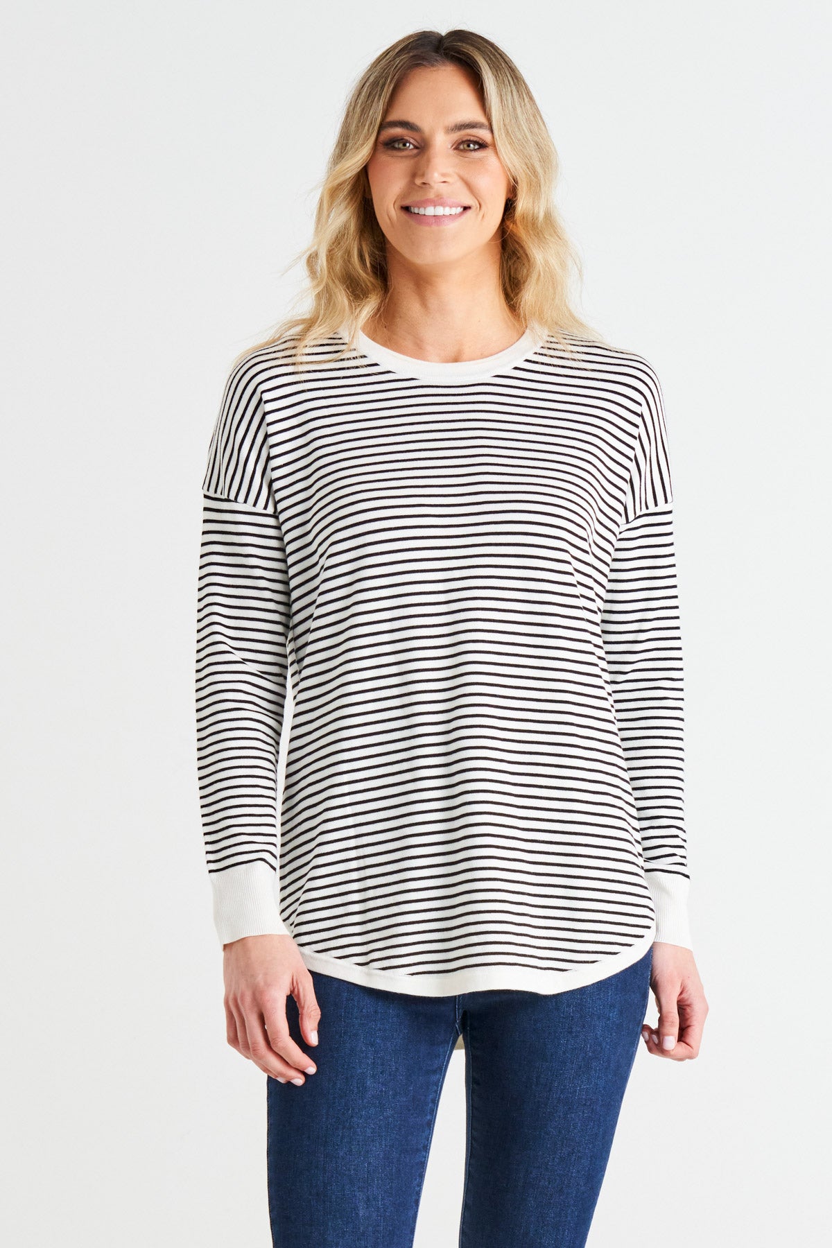 Sophie Knit Jumper White/Black Stripe – Betty Basics