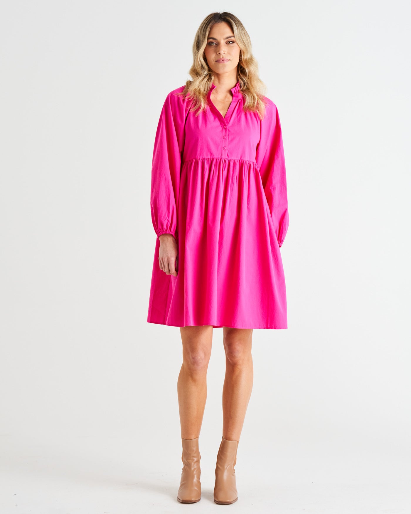 Cottage Relaxed Cotton Dress - Autumn Pink