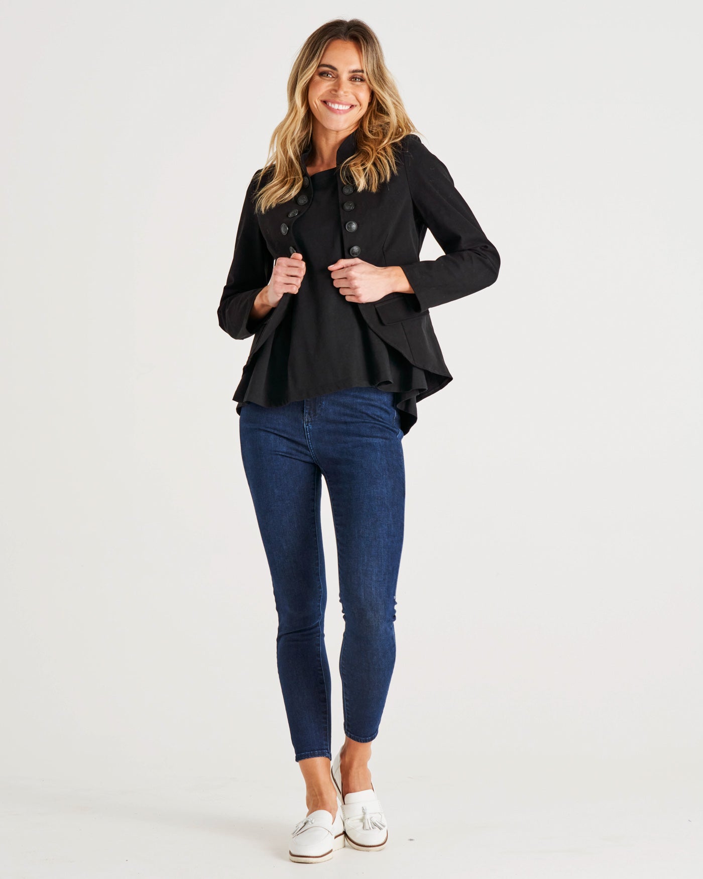 Stacey Structured Button Up Military Jacket - Black