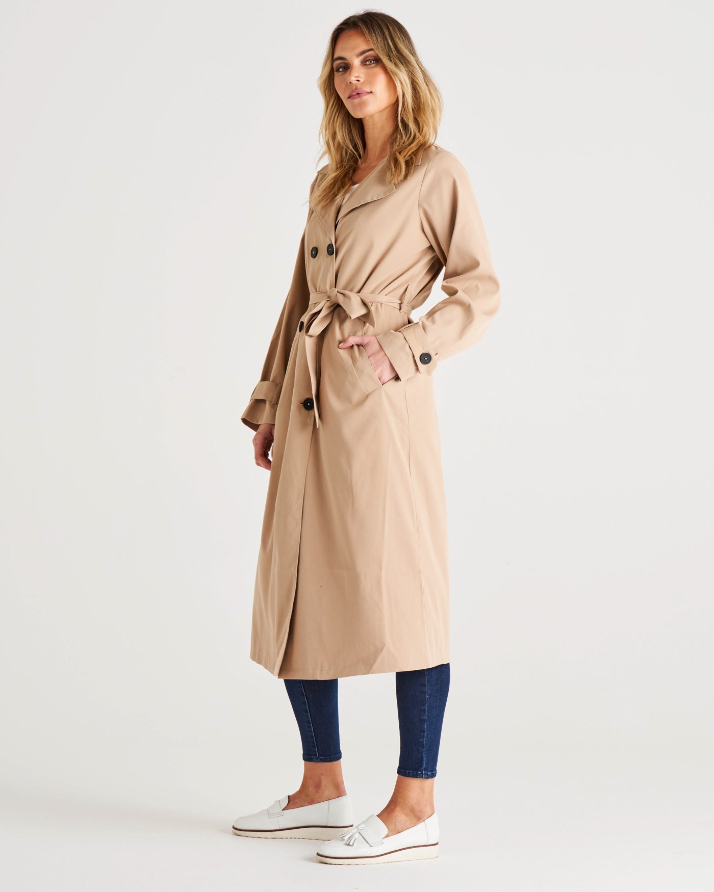 Zimmer Classic Belted Relaxed Trench Coat - Sand Beige