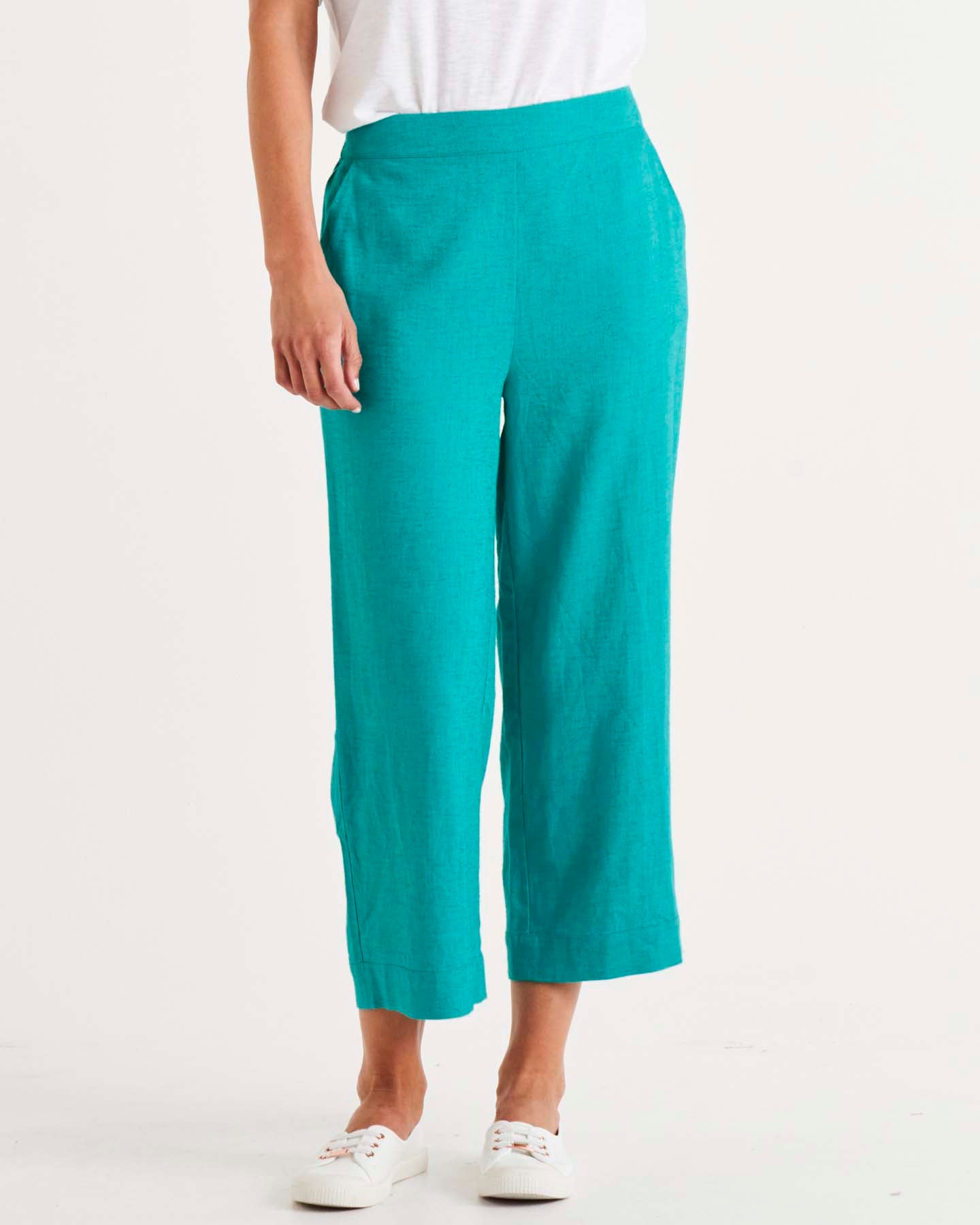 Teal linen best sale pants