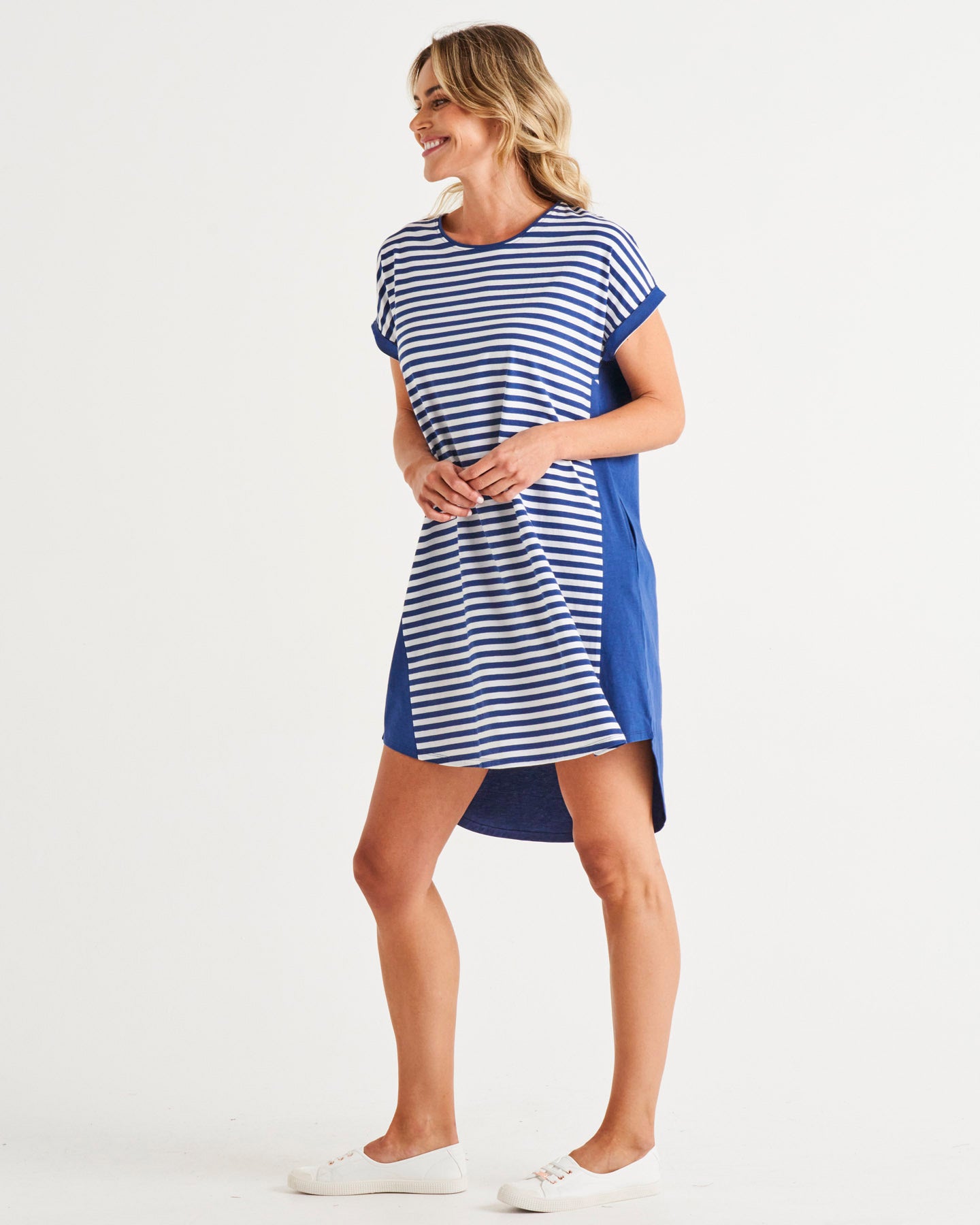 Maxine T-Shirt Dress - Ocean Stripe