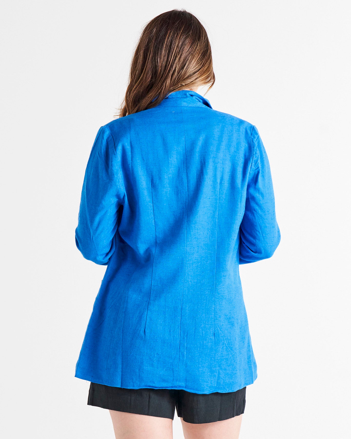 Cyndi Single Breasted Relaxed Linen-Blend Blazer - Electric Blue