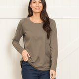 Sydney 100% Australian Cotton Relaxed Trapeze Basic Long Sleeve Tee - Ash Green