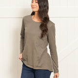 Sydney 100% Australian Cotton Relaxed Trapeze Basic Long Sleeve Tee - Ash Green