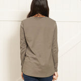 Sydney 100% Australian Cotton Relaxed Trapeze Basic Long Sleeve Tee - Ash Green