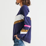 Addie Comfy Cotton Sporty Sweat - Blue Chevron Splice
