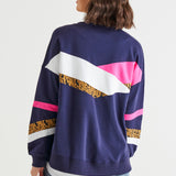 Addie Comfy Cotton Sporty Sweat - Blue Chevron Splice