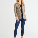 Portsea Single-Breasted Stretchy Lightweight Blazer - Mocha Plaid