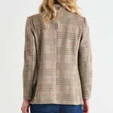 Portsea Single-Breasted Stretchy Lightweight Blazer - Mocha Plaid