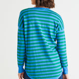 Sophie Lightweight Relaxed Knit Jumper - Green/Blue Stripe