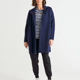 Jessie Relaxed Long Sleeve Cotton Basic Tee - Blue Stripe