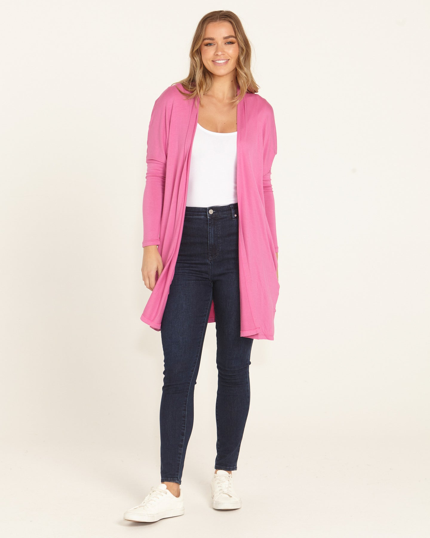 Margot Relaxed Fit Stretchy Cardigan - Winter Pink