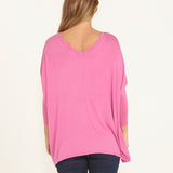 Kyoto V-Neck Loose Stretchy Basic Tee - Winter Pink