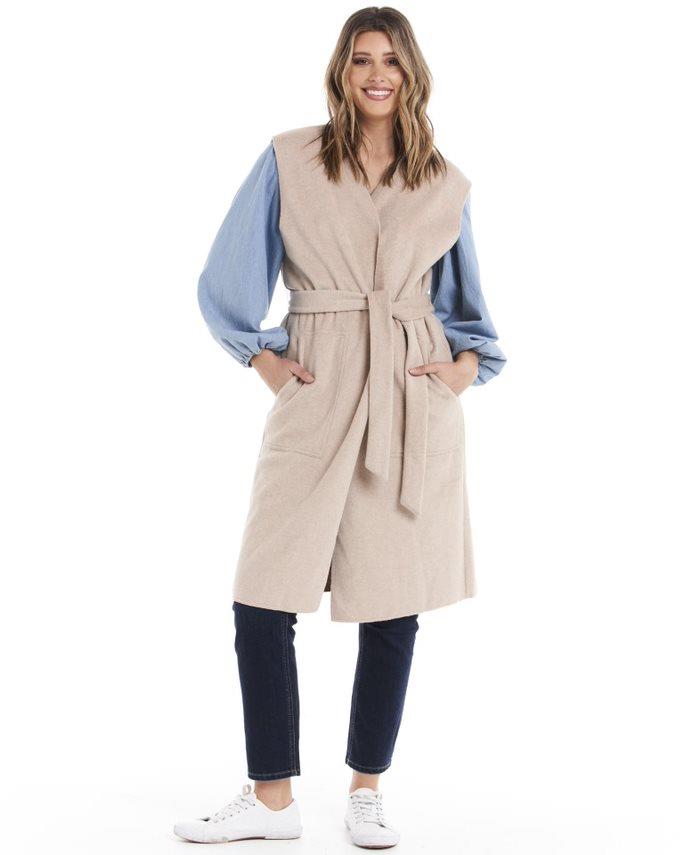 Long sleeveless deals coat