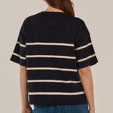 Bailey Boxy Top - Navy/Cream