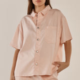 Saffra Short Sleeve Denim Shirt - Pink