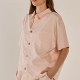 Saffra Short Sleeve Denim Shirt - Pink