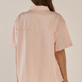 Saffra Short Sleeve Denim Shirt - Pink