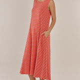 Sabrina Maxi Dress - Pink/Red Stripe