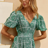 Dahlia Dress - Floral Tile Print