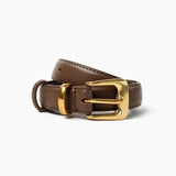 Greta Thin Genuine Leather Belt - Taupe