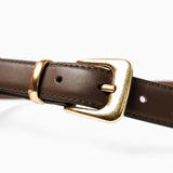 Greta Thin Genuine Leather Belt - Taupe