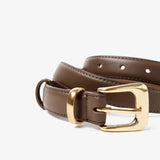 Greta Thin Genuine Leather Belt - Taupe