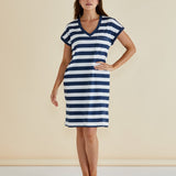 Zena T-Shirt Dress - Navy Bold Stripe
