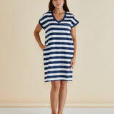 Zena T-Shirt Dress - Navy Bold Stripe