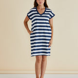Zena T-Shirt Dress - Navy Bold Stripe
