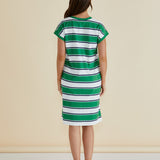 Zena T-Shirt Dress - Navy/Green Stripe