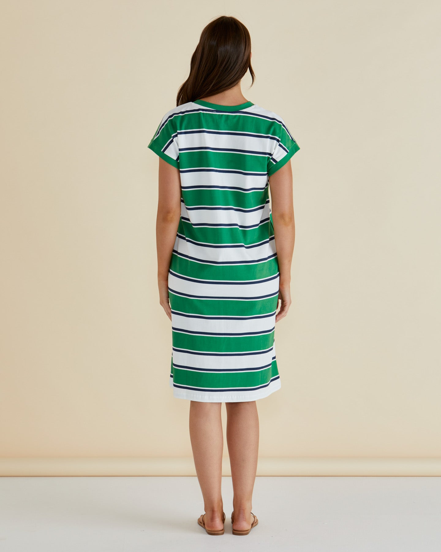 Zena T-Shirt Dress - Navy/Green Stripe | Betty Basics | Everyday Women's Clothing Zena T-Shirt Dress - Navy/Green Stripe | Betty Basics | Everyday Women's Clothing