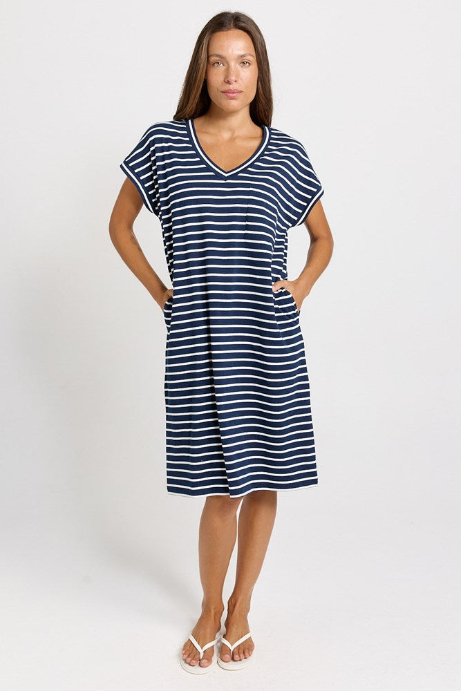 Zena T-Shirt Dress - Navy Stripe | Betty Basics