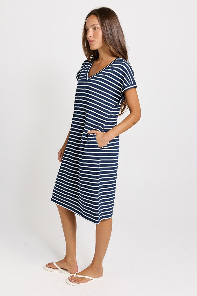 Zena T-Shirt Dress - Navy Stripe | Betty Basics