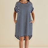Maxine T-Shirt Dress - Navy Stripe