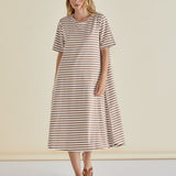 Bronte Dress - Beige Stripe